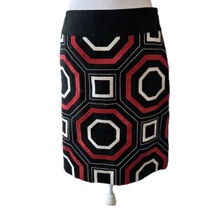Ann Taylor Women’s Size 2 Black Red Geometric Embroidered Skirt